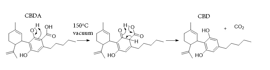 CBDA-to-CBD-Decarboxylation graphic