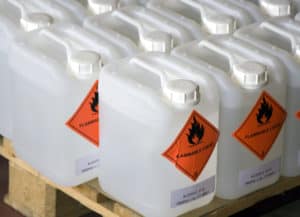 Flammable Liquid in a Plastic Container