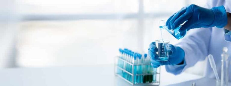 lab assistant, a medical scientist, a chemistry researcher holds