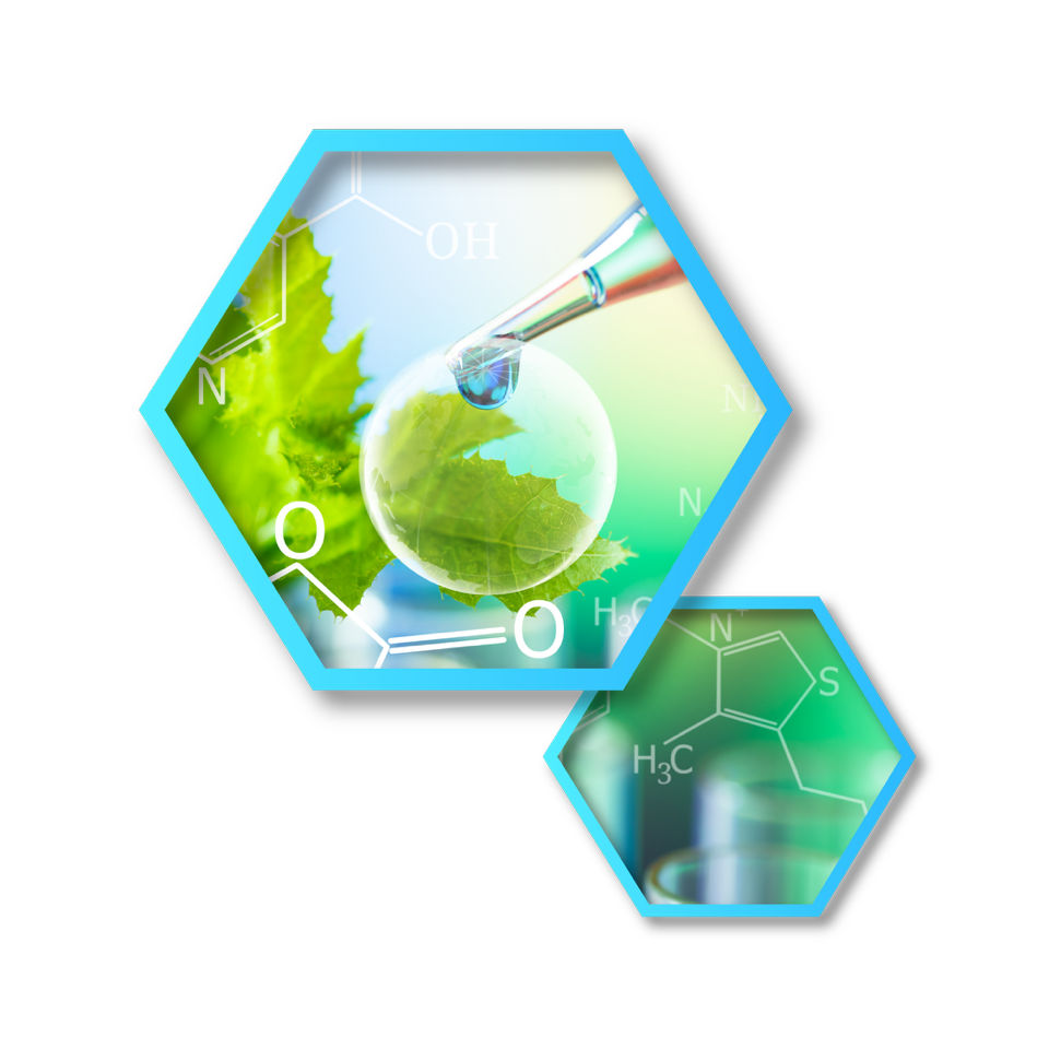 molecules on green background