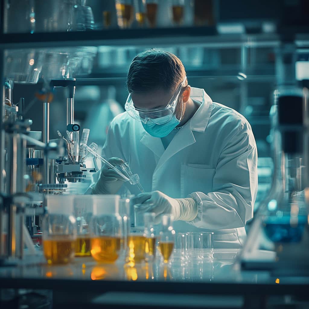 r&d lab with man in lab coat