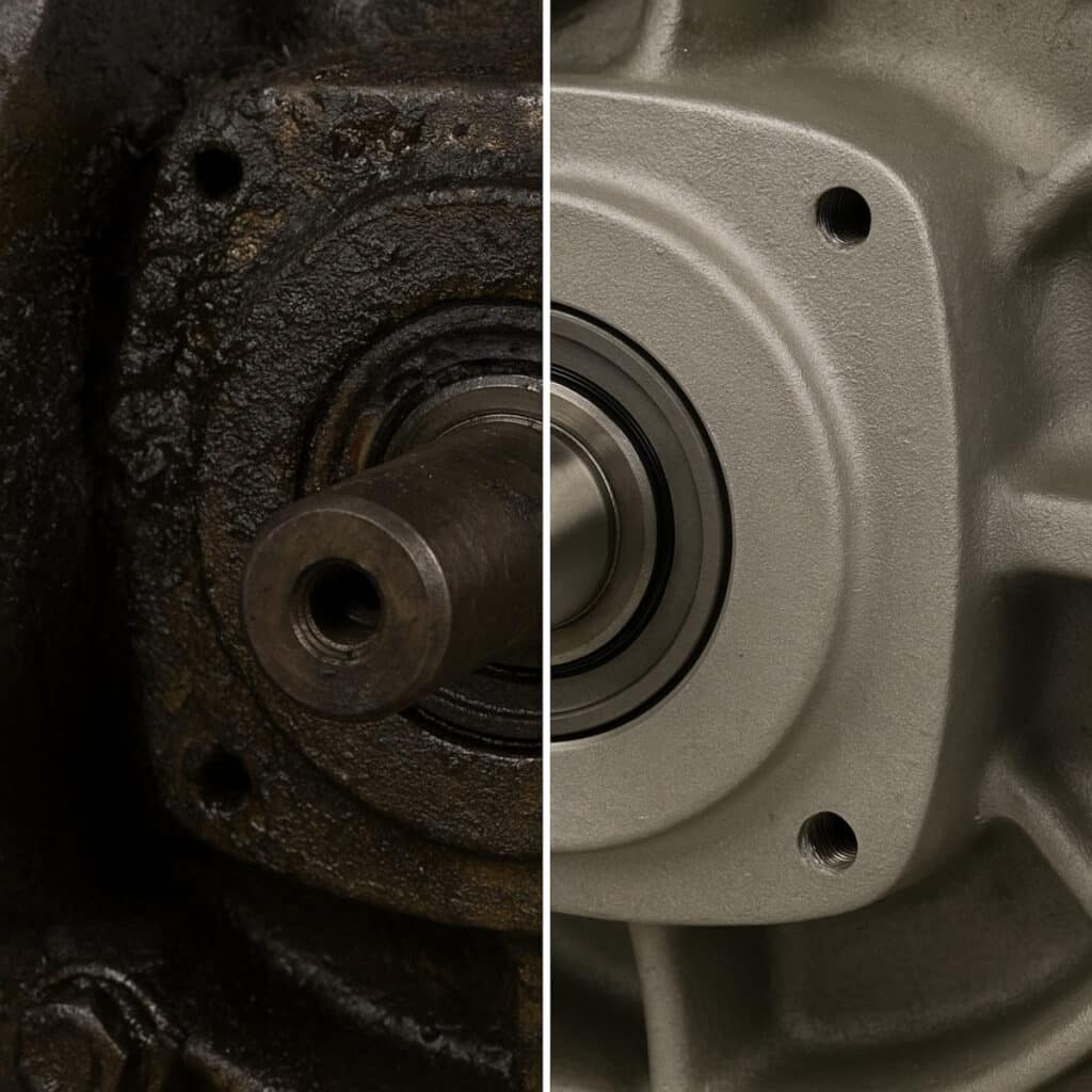 before after dry ice blasted machine