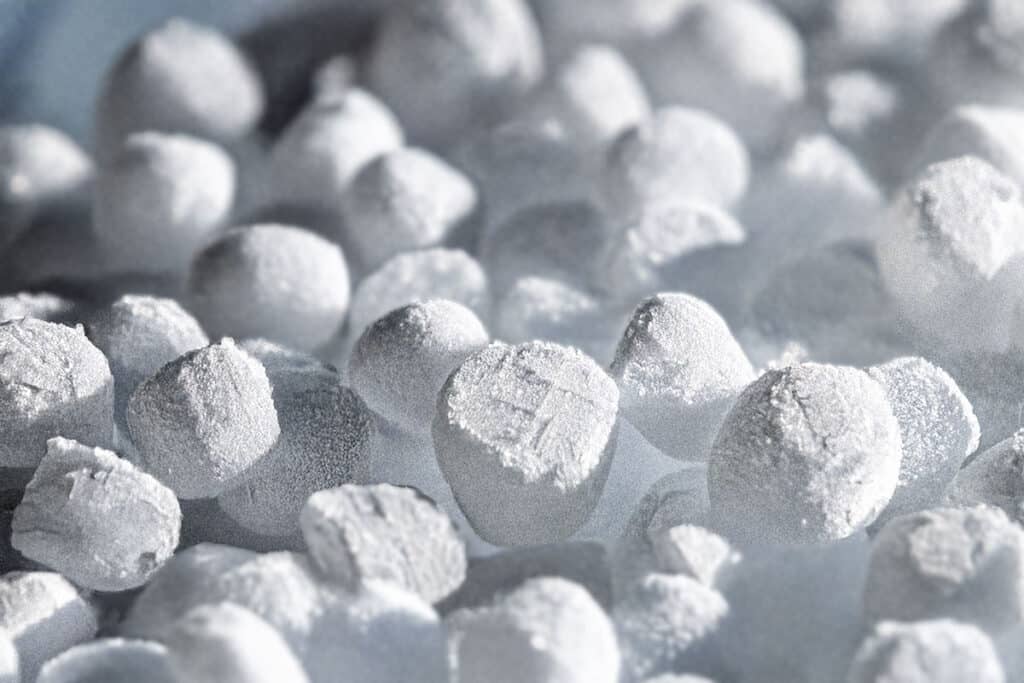 dry ice pellets close up